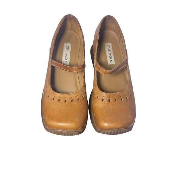 Vintage Y2K Steve Madden Jazmine Brown Leather Chunky Mary Jane Shoe Sz 7.5 B - Picture 7 of 16